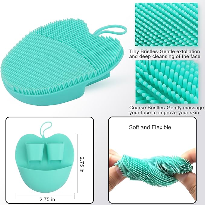 INNERNEED Soft Silicone Facial Cleansing Brush Set, Gentle Exfoliating and Massaging Face Scrubber Pad, Anti-Slip Design for Blackhead Removal and Skin Care (Pack of 3)-GlimoraGlow