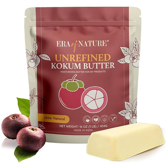 era of nature Kokum Butter Raw - 16 oz (1lb) - Natural Butter for Body Butters, Lotion Bars, Lip Balm, Soap Making – Blends Well with Shea or Cocoa Butter – For Stretch Marks, Scars, Pregnancy Care-GlimoraGlow