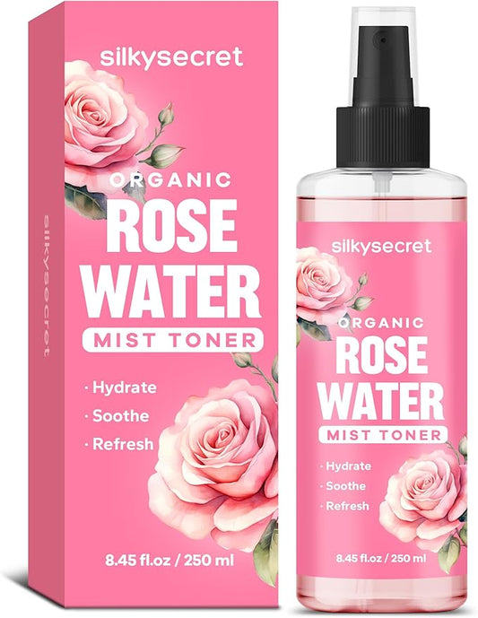 Organic Rose Water Spray (8.45 Fl Oz), Rosewater Spray for Face & Hair, Rose Water for Skin Care-GlimoraGlow
