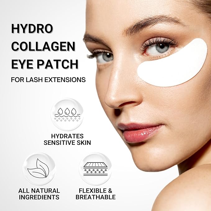 Hydro Collagen Gel Patch for Lash Extension, Under Eye Patch for Lash Lift, Lint Free, Made in Korea, 10 Pairs (20 Pads)-GlimoraGlow