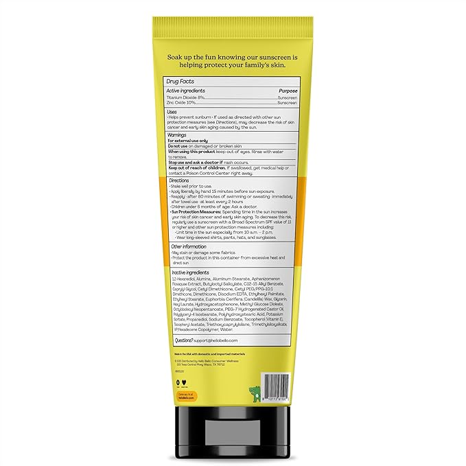 Hello Bello Kids Mineral Sunscreen SPF 50 Lotion - Broad Spectrum Sun Protection for Sensitive Skin - Water Resistant with Antioxidants - 5oz-GlimoraGlow