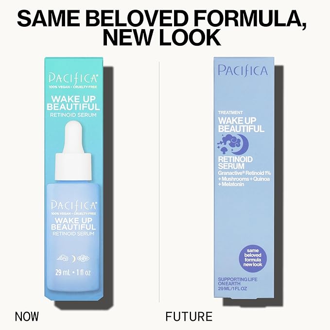 Pacifica Retinol Serum for Face - Wake Up Beautiful Retinoid Night Face Serum - Anti-Aging Skin Care & Skin Brightening - Retinol, Collagen & Antioxidants Vegan & Cruelty-Free Dermatologist Tested-GlimoraGlow