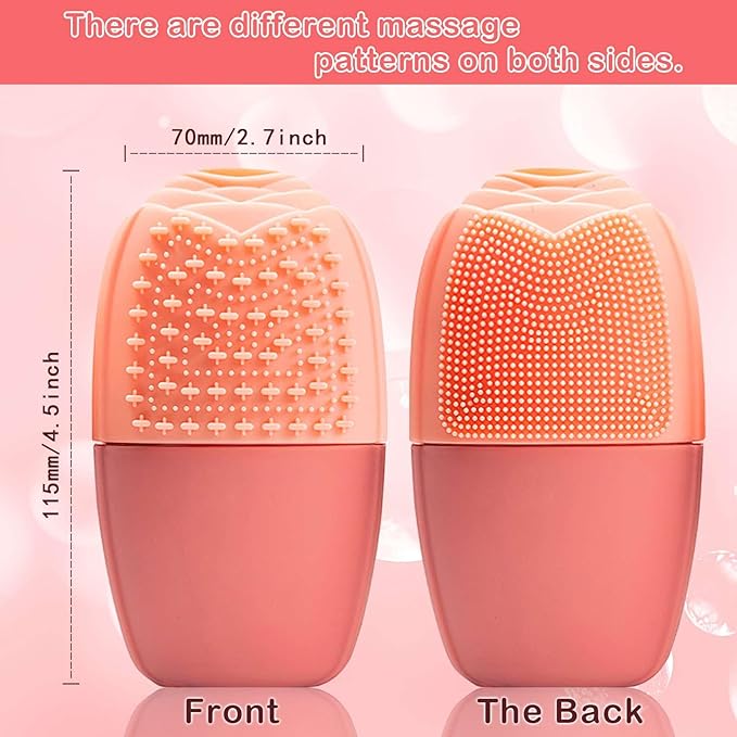 XHJRI Ice Face Roller Massager,Ice Cube Roller for Face, Eyes and Neck Naturally Conditioning and Skin Care,De-Puff Eye Bags,Reduce Migraine Pain,Reusable Massage Silicone Ice Mold (New Pink)-GlimoraGlow