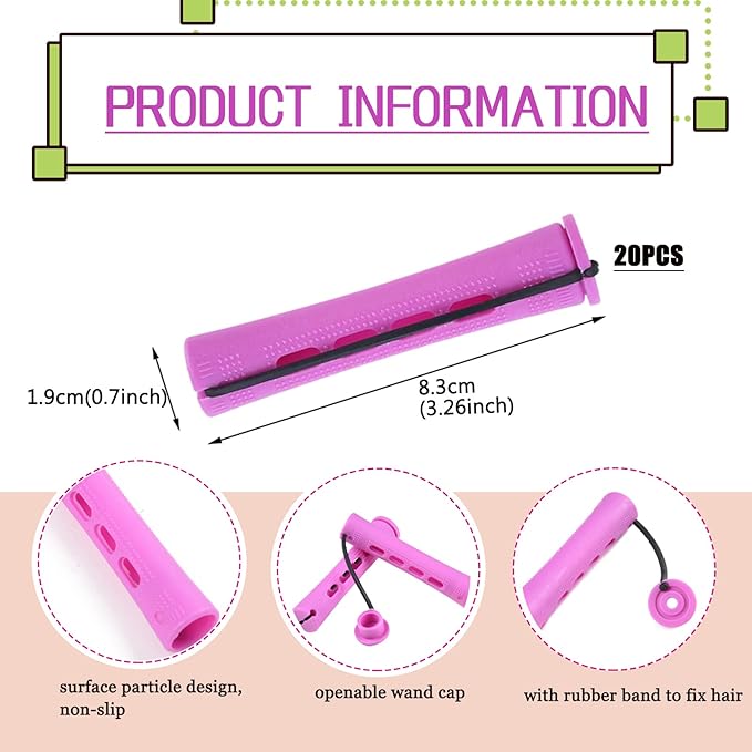 20pcs Women's Perm Rods Set for Natural Hair: 2 Sizes Cold Wave Hair Rollers for Curling and Styling All Hair Lengths - DIY Hairdressing Tools (Purple)-GlimoraGlow