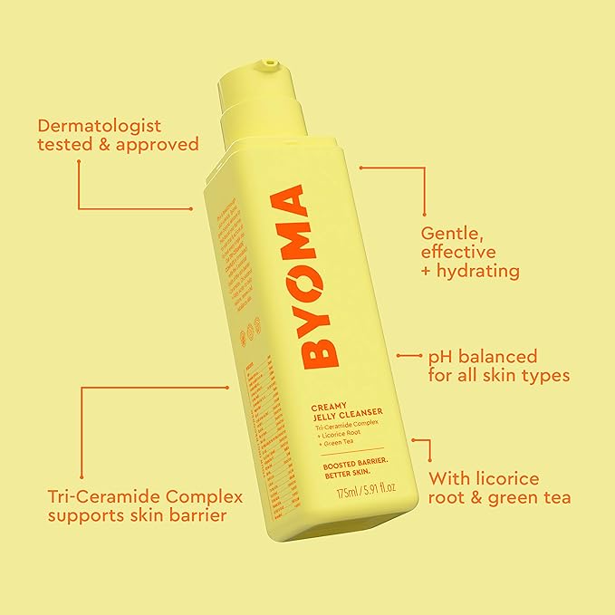 BYOMA Creamy Jelly Cleanser Refill - Hydrating Facial Cleanser for Skin Barrier Repair - Tri-Ceramide Face Wash for Sensitive Skin - Gently Removes Makeup & Excess Oil - 5.91 fl oz Refill-GlimoraGlow