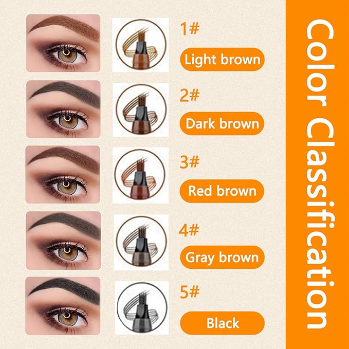 2025 Upgraded Magic Eyebrow Pencil for Women, Long-Lasting Ultra-Fine Tip Waterproof Eye Brow Pencils with 4 Fork, Smudge-Proof Natural Brow Makeup for Women - Gray Brown-GlimoraGlow