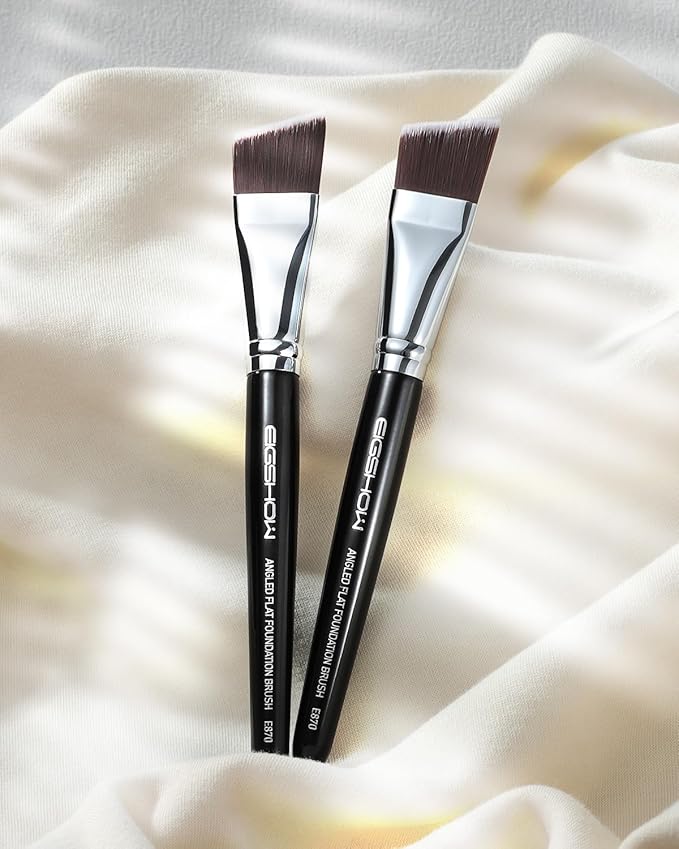 EIGSHOW Angled Flat Foundation Brush, Vegan Synthetic Bristles, Streak Free Application, Face Makeup Brush For Blending Liquid, Cream, Face Mask (E870)-GlimoraGlow