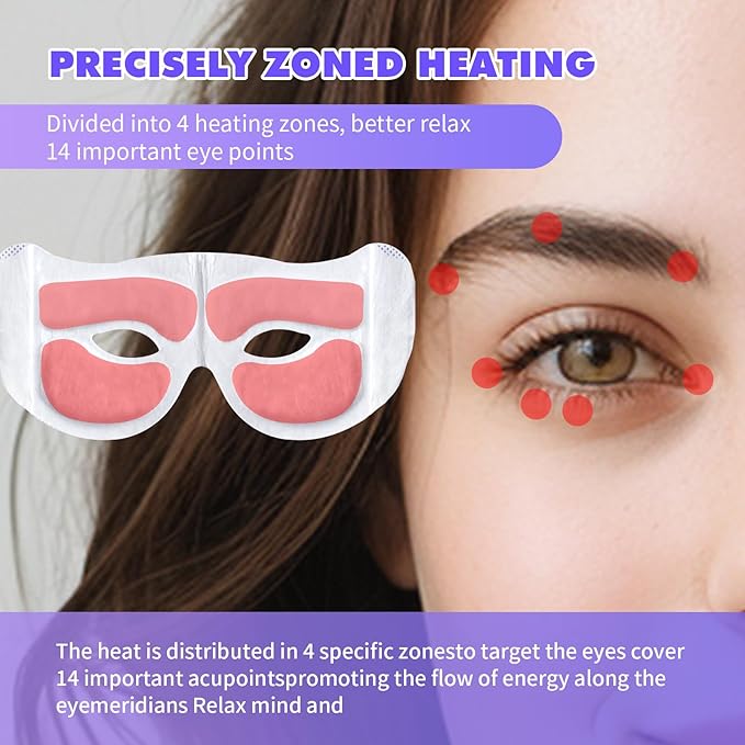 18 Packs Lavender Steam Eye Masks for Dry Eyes 40 Mins Warm Eye Mask Heated Eye Mask Reduce Puffiness Dark Circles Travel Essentials Eye Masks for Sleep Disposable(Lavender,Hollow)-GlimoraGlow