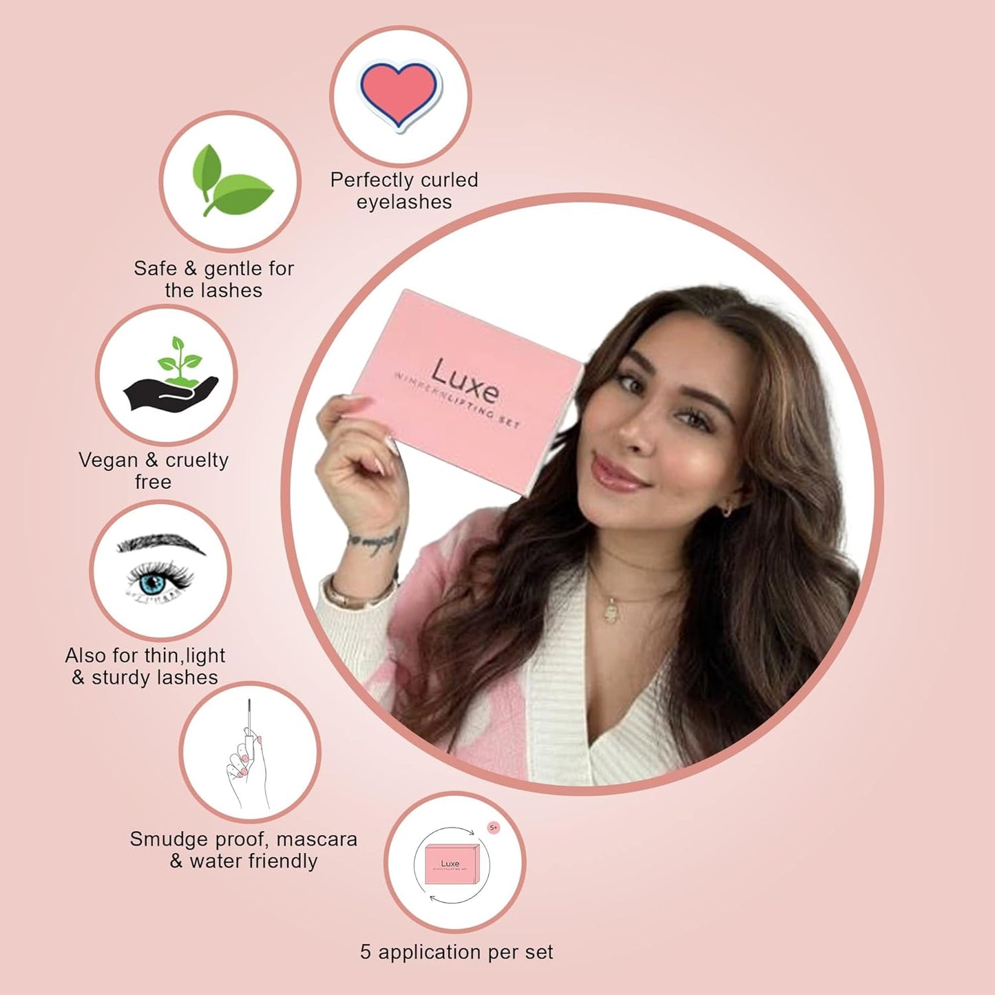 Luxe Cosmetics - Lash Lift Kit - Complete Set for Eyelash Lifting - New Pro Version - Easy to Apply and Long Lasting Finish - Professional Results up to 8 Weeks from Home- Includes 3 Applications-GlimoraGlow