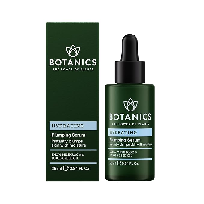Botanics Hydrating Serum - Skin Plumping Serum for Face & Long-Lasting Hydration - Enriched with Snow Mushroom - Vegan & Cruelty-Free (0.84 Fl Oz)-GlimoraGlow