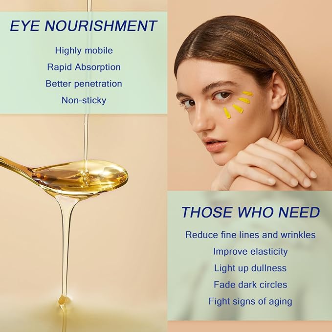 Eye Serum for Dark Circles, 5% Caffeine Under Eye Cream for Wrinkles, Morning Puffiness and Fine Lines, Deeply Repairs the Muscles Around the Eyes with 360°Massage Ball, 0.5 Fl Oz-GlimoraGlow