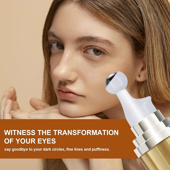 5% Caffeine Eye Serum With Roller For Dark Circles & Puffiness Bags Under Eye Treatment- Caffeine Eye Cream with 360° Massage Ball Roller For Anti Aging Wrinkles Fine Lines - Under eyes treatment-GlimoraGlow