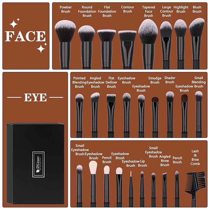 DUcare Professional Makeup Brushes Set 27Pcs Makeup Brush Set Premium Synthetic Kabuki Foundation Blending Face Powder Blush Concealers Eye Shadows Brushes-GlimoraGlow