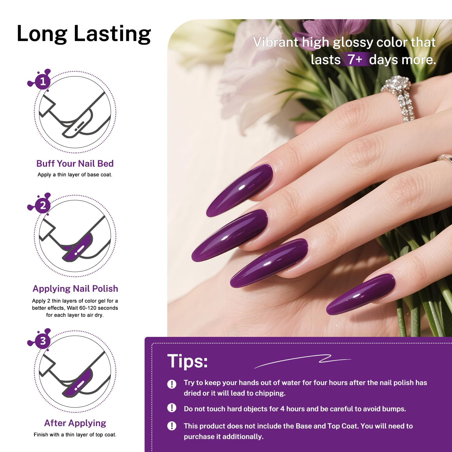 16.5ml Purple Nail Polish Large Volume Quick Drying Nail Polish, Fast Drying and Long Lasting Color Nail Art DIY Home Manicure Gift for Women-GlimoraGlow