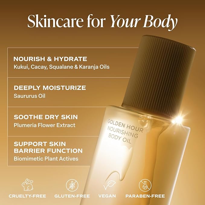 Saltair Body Oil. Luxurious Golden Hour After Shower and Bath Oil Moisturizer for Women and Men. Botanical, Non-Greasy, and Well-Absorbing Lotion for Hydrating Dry Skin. 4oz Pump Bottle-GlimoraGlow