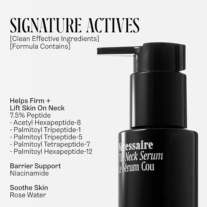Nécessaire The Neck Serum. Fragrance-Free. 5 Peptides for Tech + Aged Neck. Skin Feels Firm, Looks Lifted. Hypoallergenic. Dermatologist-Tested. 50 ml-GlimoraGlow