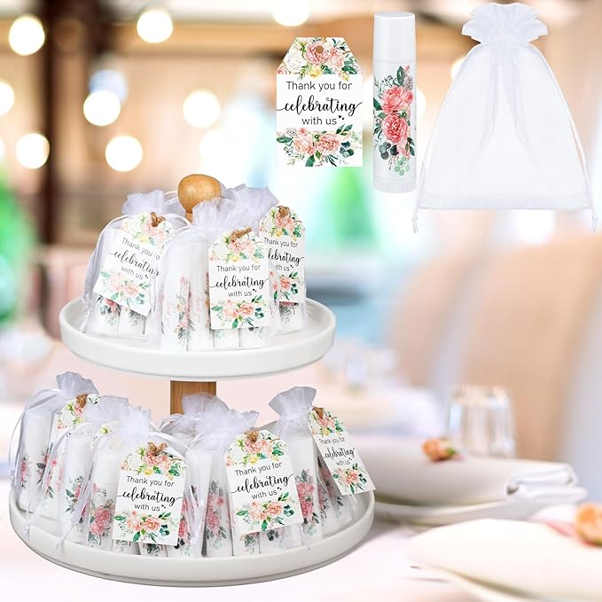 100 Pack Thank You Gifts Lip Balm Bulk Party Supplies Employee Appreciation Gifts for Guests Wedding Bridal Shower Bachelorette Gifts Baby Shower Favors for Coworkers Women Homeless Nurse-GlimoraGlow