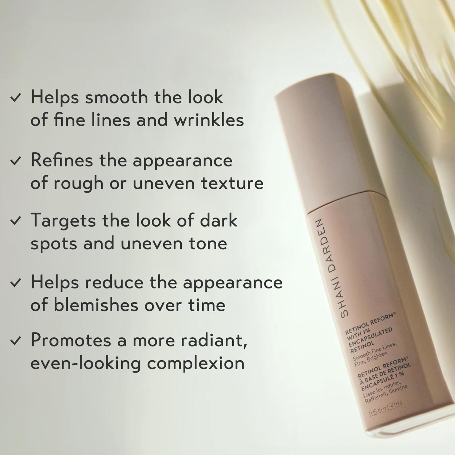 SHANI DARDEN SKIN CARE Retinol Reform with 1% Encapsulated Retinol Serum for Face & Neck, Gentle Slow-Release Retinol Face Serum with Tripeptide for Wrinkles, Fine Lines & Uneven Tone, 0.3 fl oz-GlimoraGlow