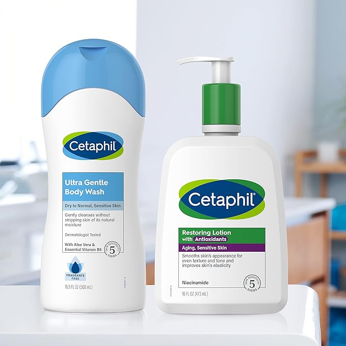 Cetaphil Restoring Body Lotion with Antioxidants for Aging Skin, Great for Neck and Chest Areas, Fragrance and Paraben Free, Suitable for Sensitive Skin 16 oz. Bottle-GlimoraGlow