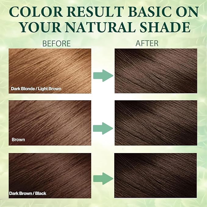 Instant Brown Hair Dye Color Shampoo 3 in 1 for Gray Hair Coverage - Herbal, Easy to Use, Long Lasting for Women & Men, 500Ml (Dark Brown)-GlimoraGlow