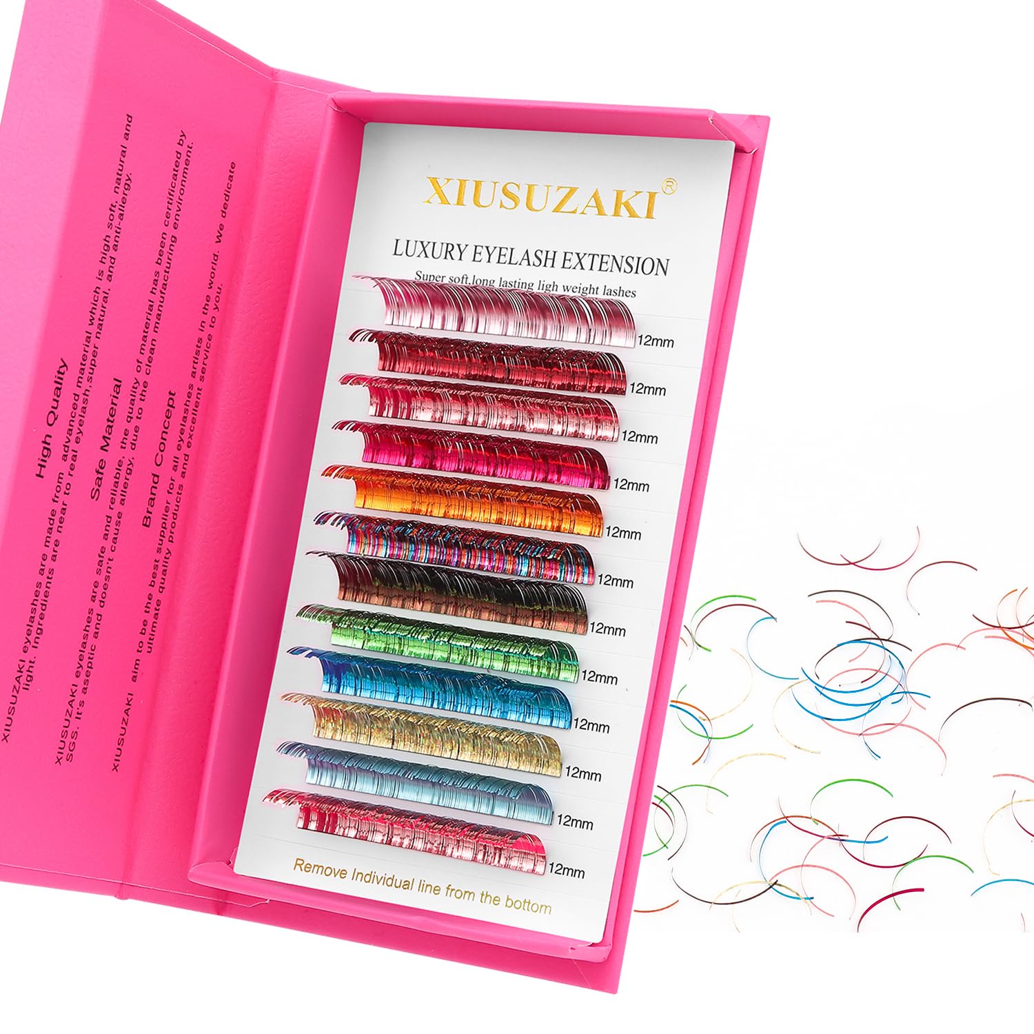 Glitter Spike Tinsel Eyelash Extensions 0.07 Colored Lashes Extension C Curl Lashes 8mm Lash Extensions Soft False Eyelashes Volume Lashes 12 Rows Professional Use(Glitter,0.07-C,8mm)-GlimoraGlow