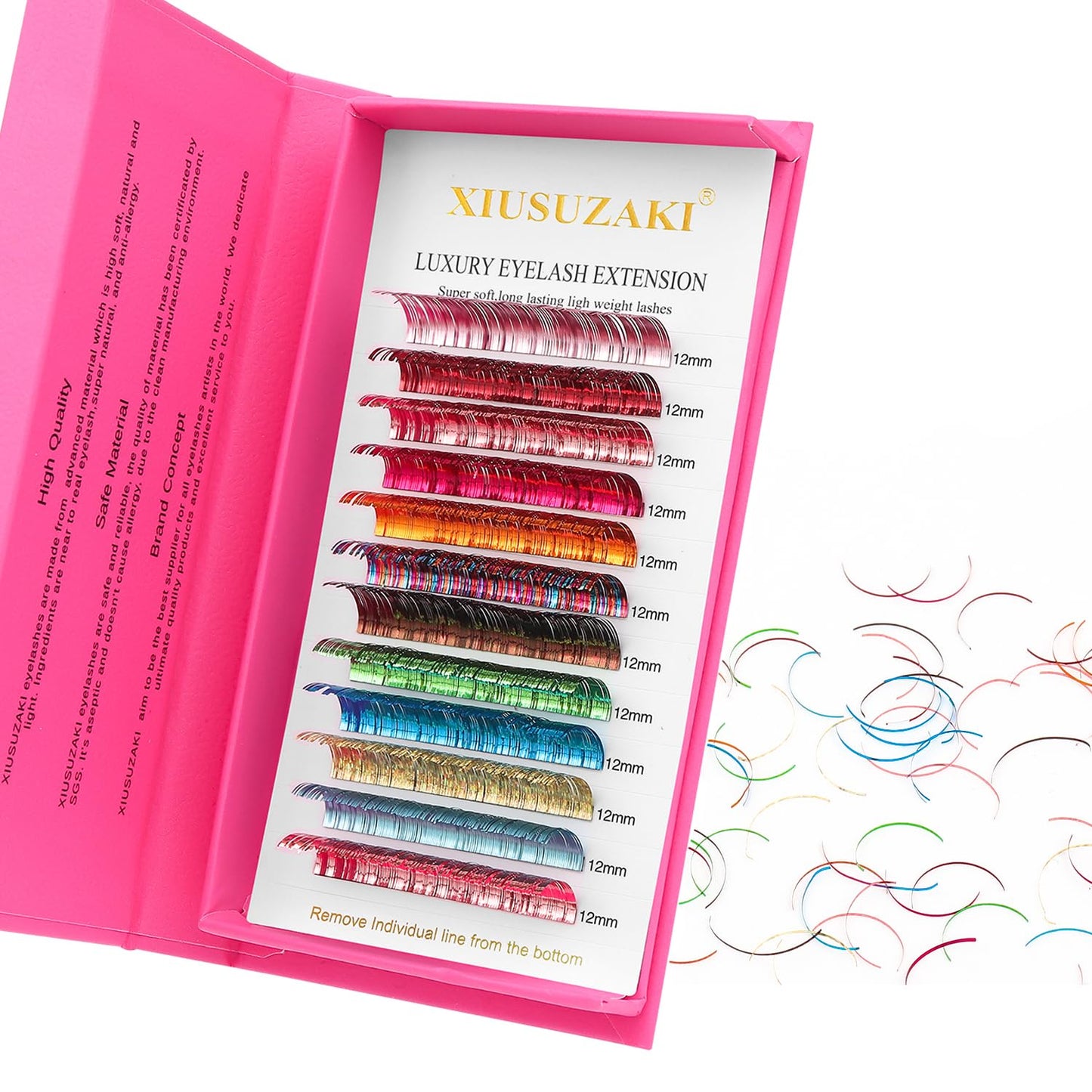 Glitter Spike Tinsel Eyelash Extensions 0.07 Colored Lashes Extension D Curl Lashes 10mm Lash Extensions Soft False Eyelashes Volume Lashes 12 Rows Professional Use(Glitter,0.07-D,10mm)-GlimoraGlow