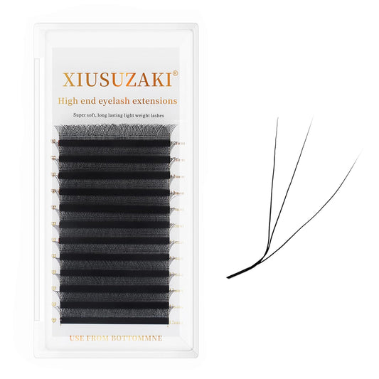W Lash Extensions Supplies 3D Eyelash Extensions W Shape 0.07mm Thickness L/LU Curl Mix 8-15mm Premade Fans Easy Fan Lashes Matte Black 12 Rows Crisscross Eyelashes(W-3D-0.07-L,8-15mm)-GlimoraGlow