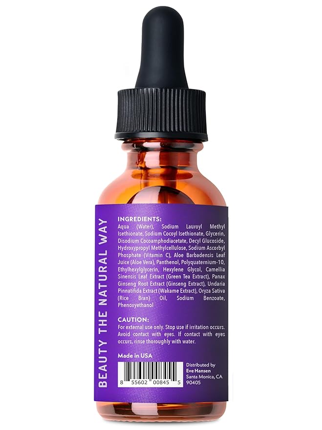 Eve Hansen Hydrating Hyaluronic Acid Serum for Face with Vitamin C, Vitamin E, Green Tea | 72% Organic Firming Facial Moisturizer, Anti-Wrinkle, Skin Plumper (1 oz)-GlimoraGlow