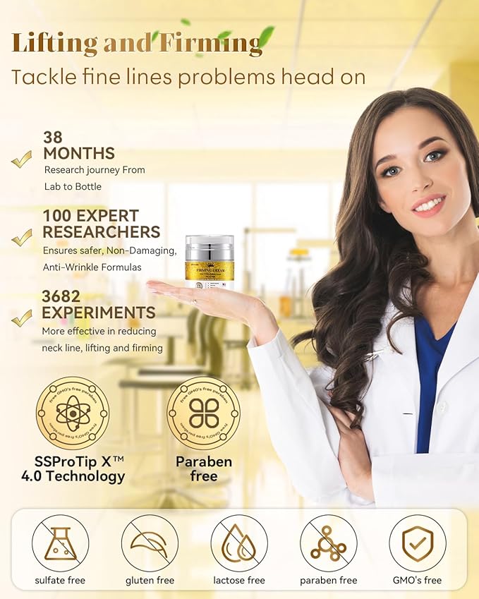 3% Retinol Cream Face Moisturizer, Anti Aging Neck Firming Cream with Collagen, Day & Night Face Cream with Hyaluronic Acid, Lifting & Tightening Wrinkle for Women & Men, 1.7 FL OZ, 3PC-GlimoraGlow