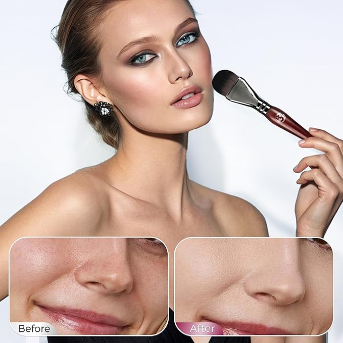 ENERGY Foundation Brush for Liquid Makeup DIY Facial Mask Premium Soft Bristles Contour Face Brush for Blending Liquid, Cream, Eye Mask, Under Eye Concealer Vegan Flat Cosmetic Makeup Tool-GlimoraGlow