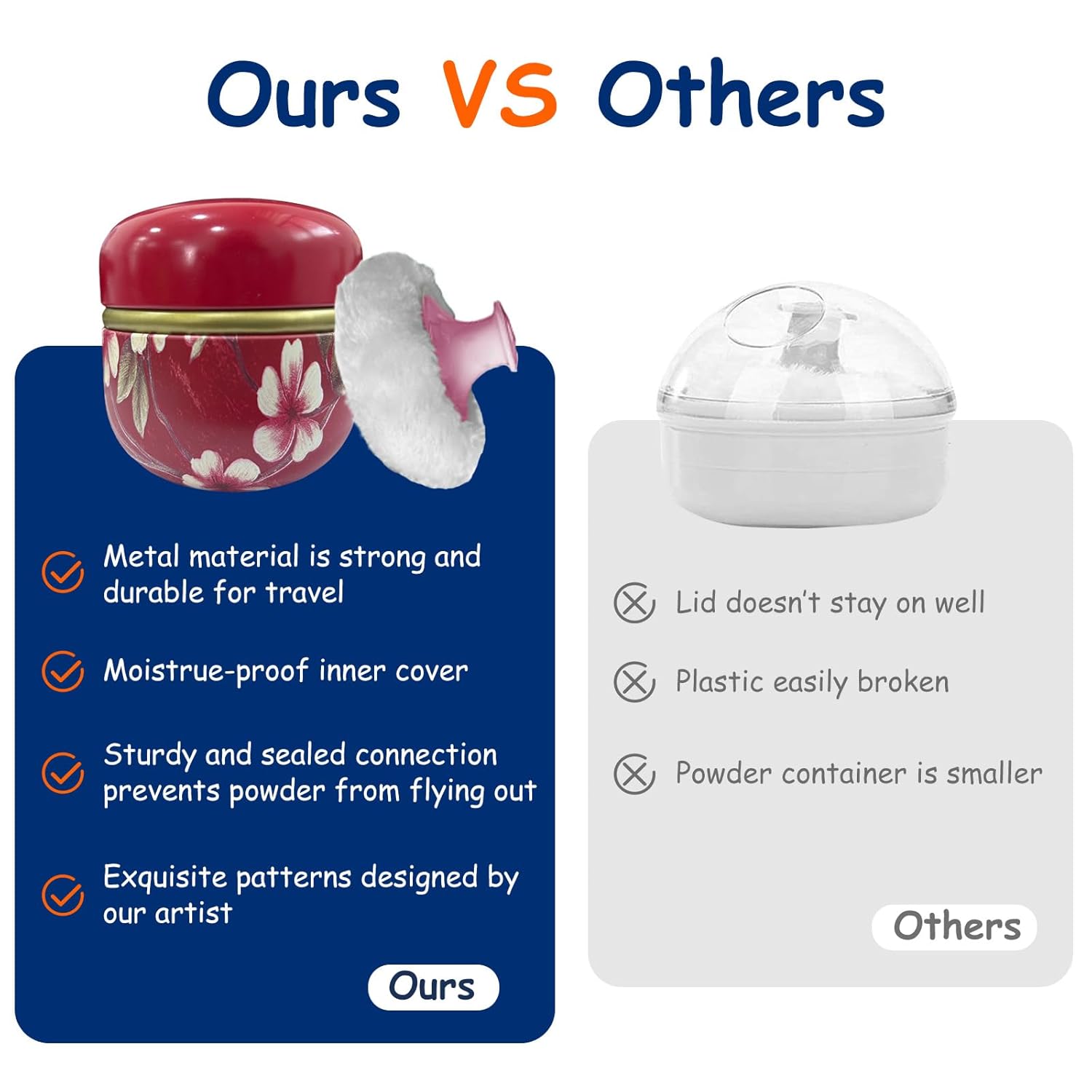 Body Powder Puff and Container for Dusting Powder, Women Powder Puff and Powder Case for Bath and Travel (Red Future)-GlimoraGlow