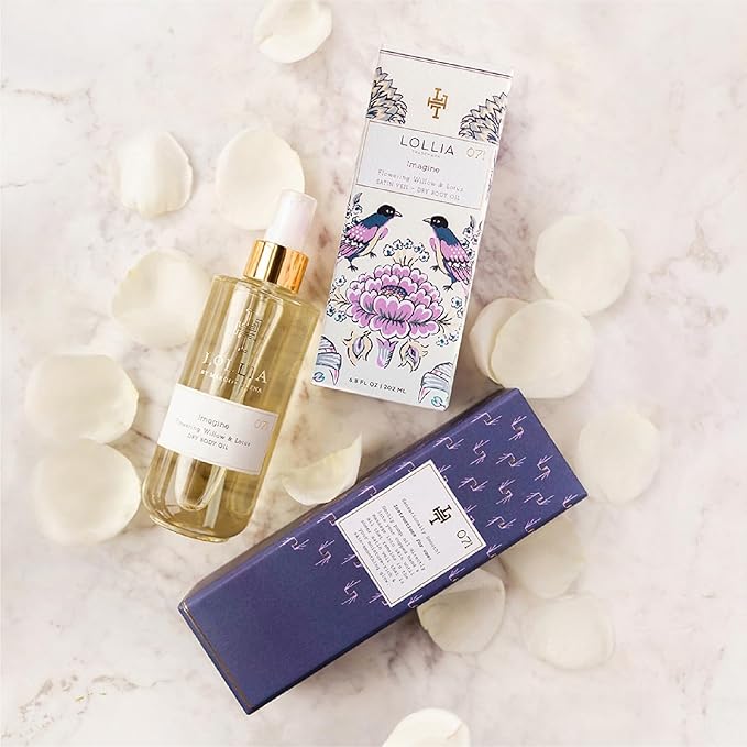 LOLLIA Imagine Dry Body Oil, 6.8 Fl. Oz. – Flowering Willow & Lotus – Women’s, Scented, Moisturizing, Dry Body Oil for Women, For All Skin Types-GlimoraGlow