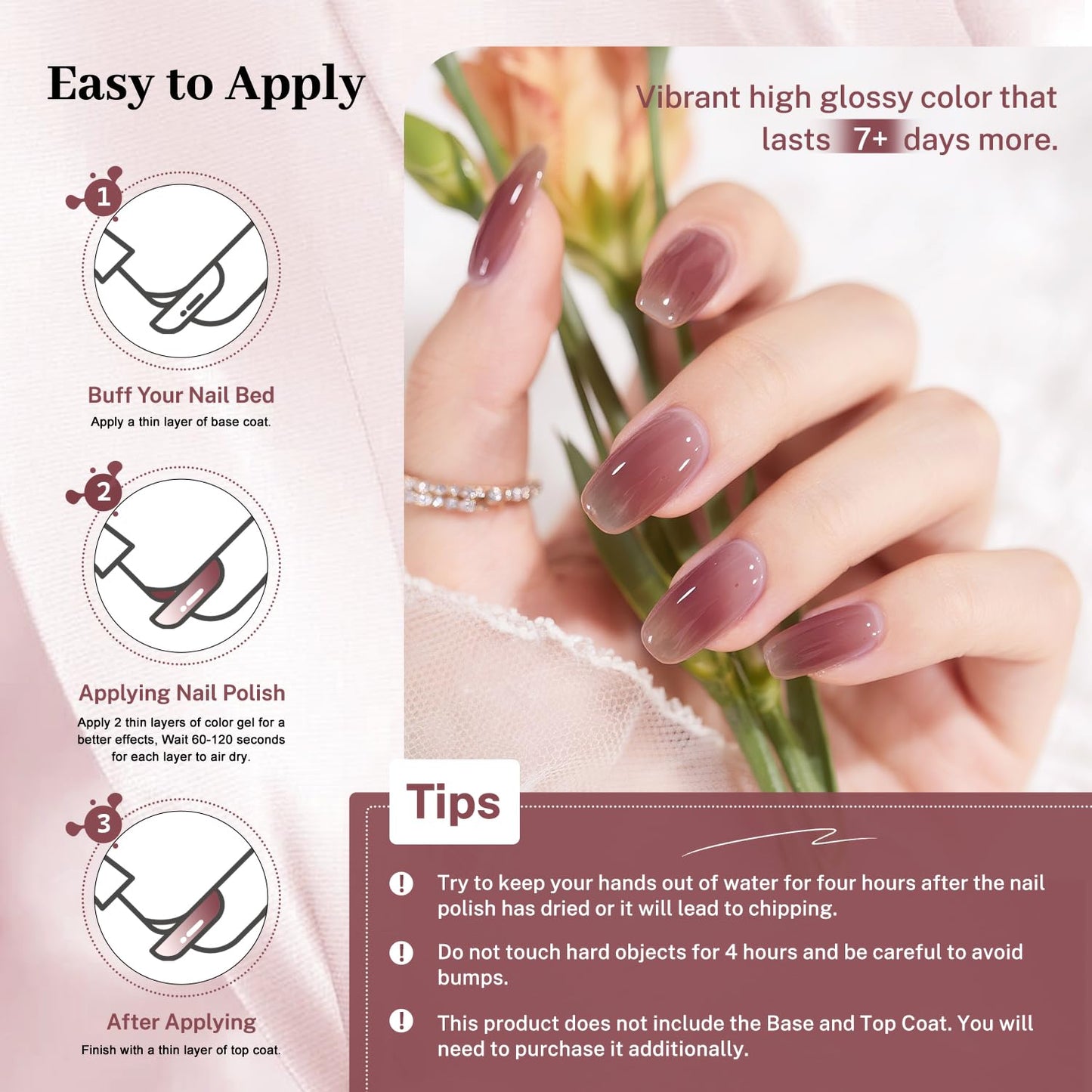 16.5ml Jelly Mauve Red Nail Polish Large Volume Quick Dry Nail Polish, Long Lasting Shine, Fingernail Toenail Nail Art DIY Home Travel Nail Art Gift-GlimoraGlow