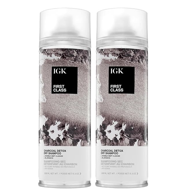 IGK FIRST CLASS Charcoal Detox Dry Shampoo | Volume + Soothes Scalp + Balance Oil | Vegan + Cruelty Free | 6.3 oz (Pack of 2)-GlimoraGlow