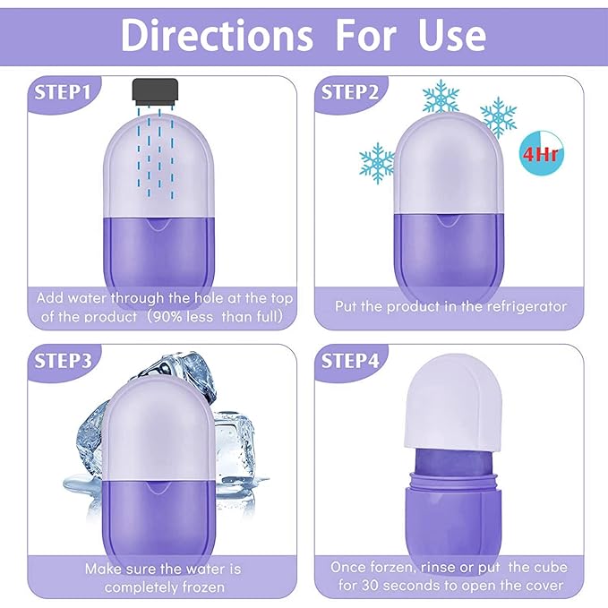 Ice Roller for Face and Eye, Ice face roller,Gua Sha Facial Tools, Facial ice roller, Skin Care Tools,Ice mold for face… (purple-face)-GlimoraGlow