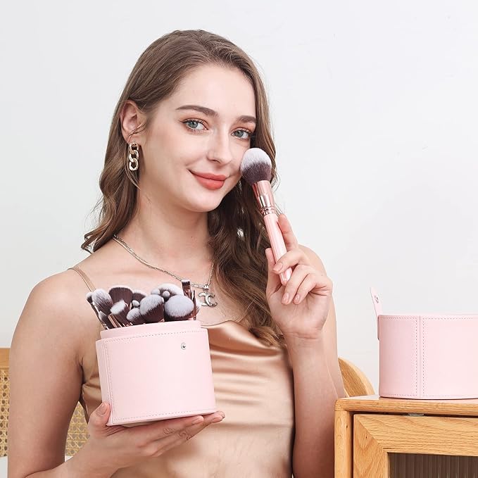 Bueart Design Labeled 30Pcs Professional Deluxe Makeup Brushes set with Extra large holder case for Foundation Face Blending Blush Concealers Eyeshadow-GlimoraGlow