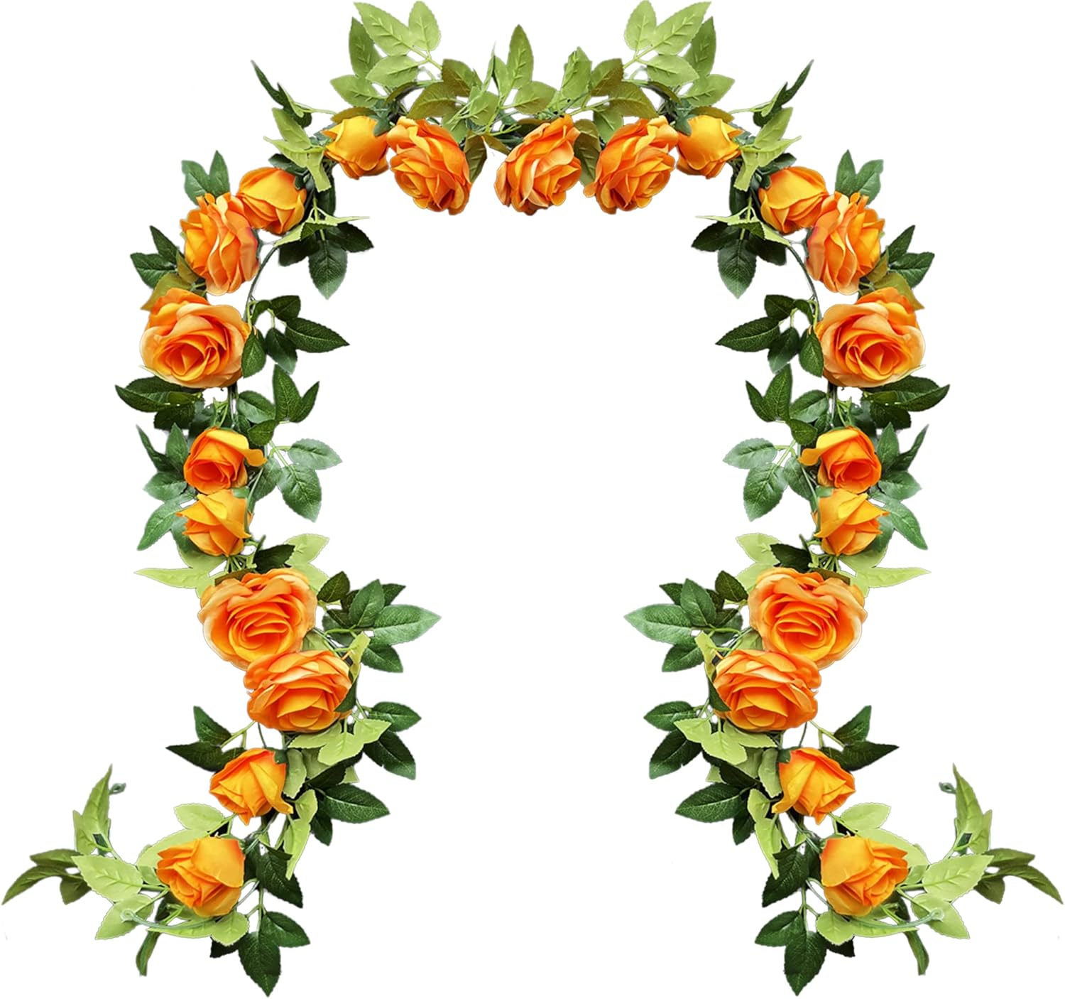 UKELER 2 Pack Artificial Flower Garland Rose Floral Vines Artificial Flowers Hanging Rose Flower Plants for Garden Craft Home Decor, Orange