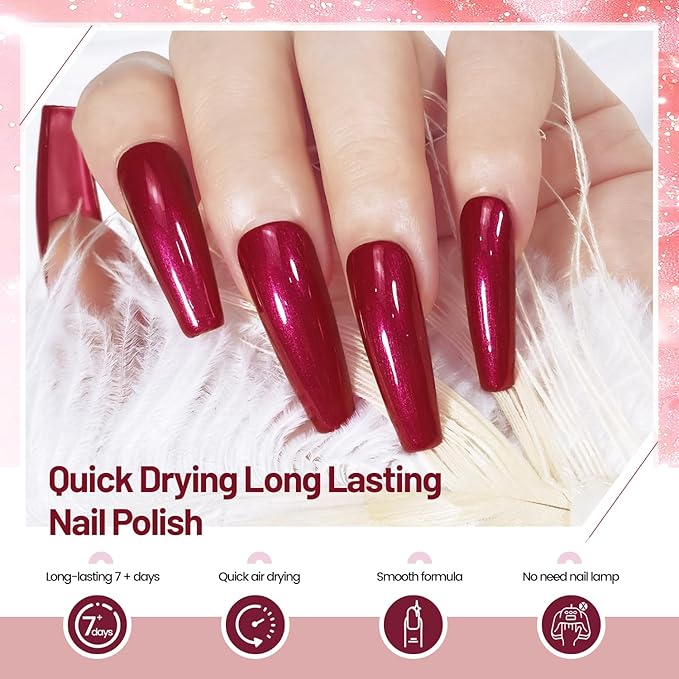 10ml Glitter Nail Polish Set 6 Colors Glitter Red Pink White Nail Polish Set for Nail Art-GlimoraGlow