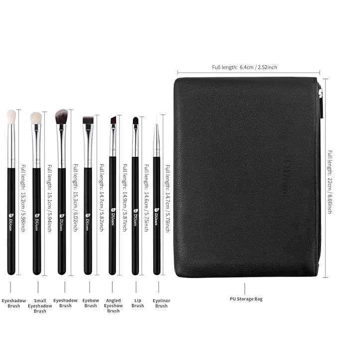 DUcare Makeup Brushes with Bag,15Pcs Makeup Brush Set Christmas Gift Travel Kabuki Foundation Blending Blush Eyeliner Shadow Brow Concealer Brushes Kit Black-GlimoraGlow