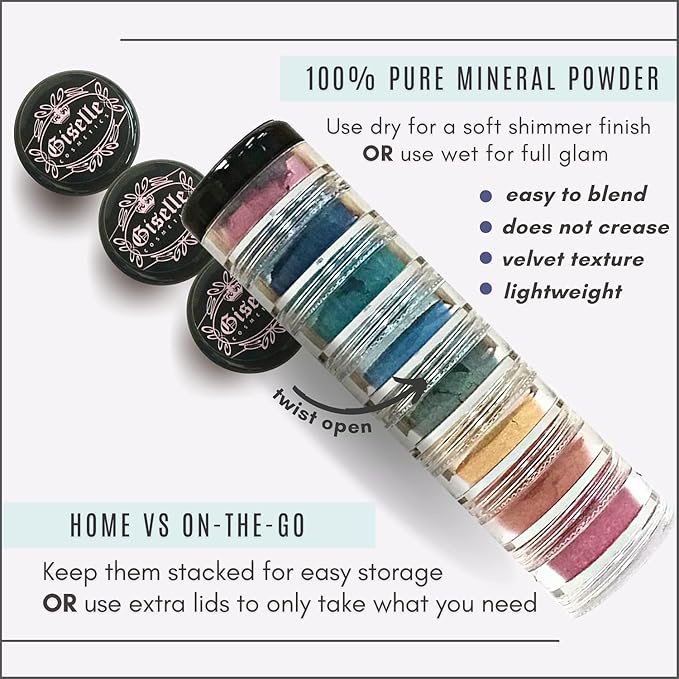 Ice Cream Love Mineral Powder Organic Makeup Kit - Loose Pigment Eyeshadow, Glitter Eyeshadow, Copper Eyeshadow Palette, Non-Toxic Shimmer Eye Shadow, Talc-Free Eyeshadow-GlimoraGlow