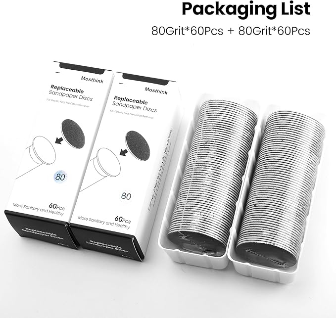 120pcs Replacement Sandpaper Refill Discs for Electric Foot File Callus Remover Tool for Men Women Dead Cracked Hard Skin (80 Grit+80 Grit)-GlimoraGlow