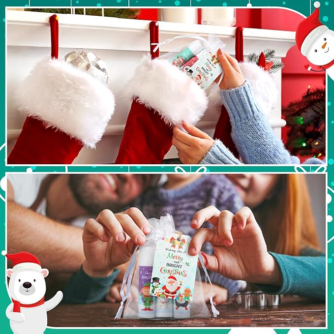 100 Pack Christmas Party Gifts Bulk Lip Balms Favors Bulk Christmas Stocking Stuffers Holiday Party Goodies Gifts Small Thank You Employee Appreciation Gifts for Women Men Coworkers Staff-GlimoraGlow