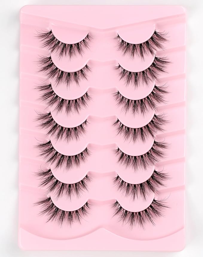 Cat Eye Lashes Natural Lashes Wispy False Eyelashes Fox Eye Lashes Natural Look False Lashes Pack 15MM 7 Pairs-GlimoraGlow
