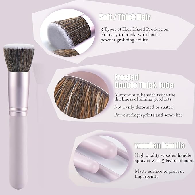 10 Piece Purple Makeup Brushes Set and 3 Piece Makeup Sponge - Wooden Handle with Soft Synthetic Bristles, for Face & Eye Makeup | Professional Cosmetic Brushes | Includes Travel Pouch-GlimoraGlow