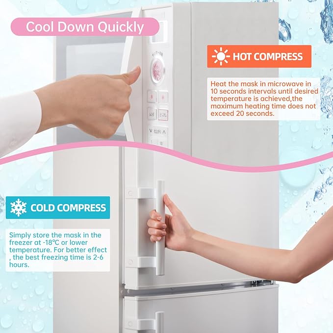 Ice Face Mask Reusable and Cold Gel Eye Mask for Puffiness/Dark Circles/Eye Bags/Dry Eyes/Headaches/Migraines/Stress Relief,Ice Pack for Eyes & Face (Pink)-GlimoraGlow