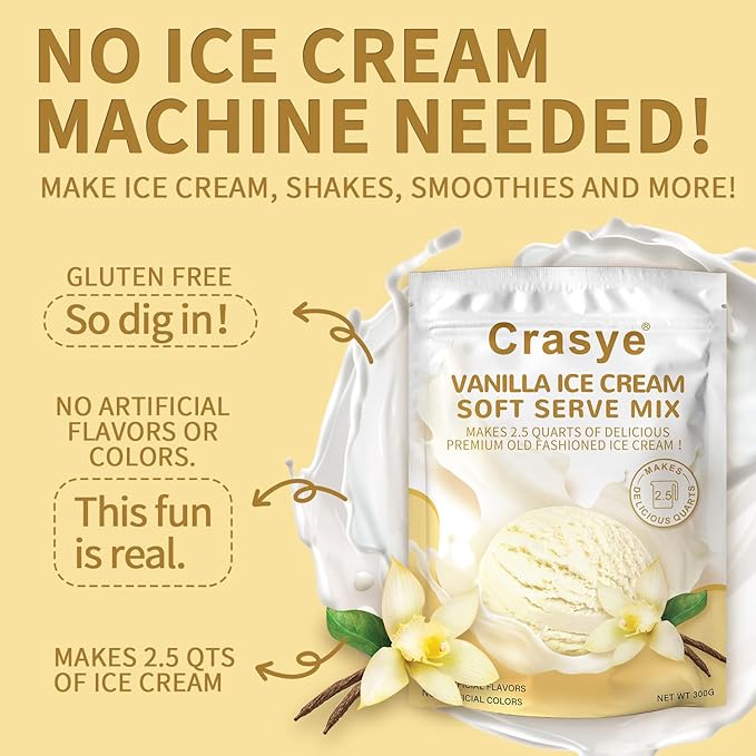 10 Ounce Ice Cream Mix Vanilla Soft Serve Mix Soft Serve Mixes Base Powder Homemade for Ice Cream Maker Machine-GlimoraGlow