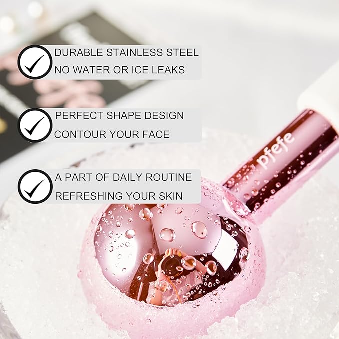 Ice Globes for Face & Eyes, Unbreakable Stainless Steel Cryo Sticks for Beauty Routines, Facials Cold Roller Colling Globes for Puffiness, Wrinkles, Dark Circles, Headaches-GlimoraGlow