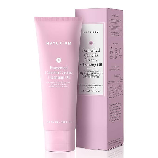 Naturium Camellia Creamy Cleansing Oil, Fermented Camellia Oil & Extract Plus Linoleic-Rich Oils, 3.5 oz-GlimoraGlow