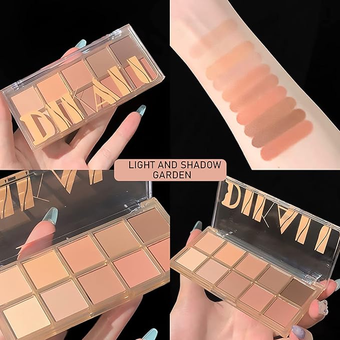 10 Colors Eyeshadow Palette Matte Naked Eye Shadow Makeup,High Pigmented, Naturing-Looking, Ultra-Blendable,Long Lasting High Pigment Nude Eyeshadow with 3 Eyeshadow Brush(Milk Tea)-GlimoraGlow