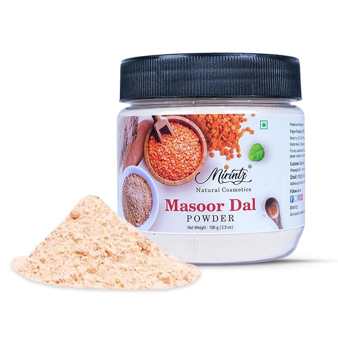 100% Natural Masoor Dal Powder | (3.5 Oz) Organic Lentils Powder for Face & Skin | Red Lentils Powder for Natural Face Pack | Dried Masoor Dal Cleansing Powder & Skin Brightener for Face-GlimoraGlow